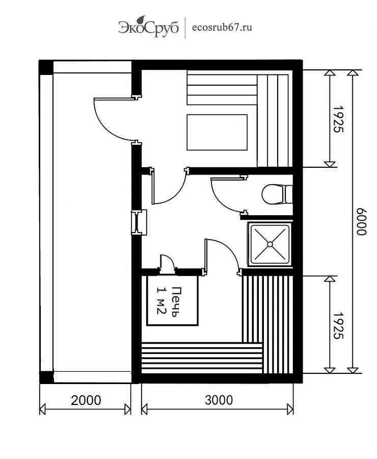 Проекты планировки бани 3 6 Бани с санузлом проект