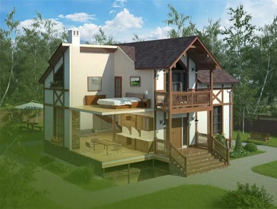 Проекты сип домов фото Дачный домик из сип панелей HeatProf.ru