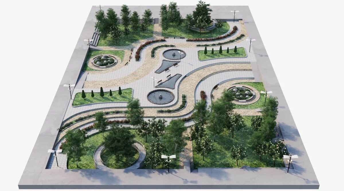 Проекты скверов фото Public park and urban spaces Landscape architecture park, Landscape architecture