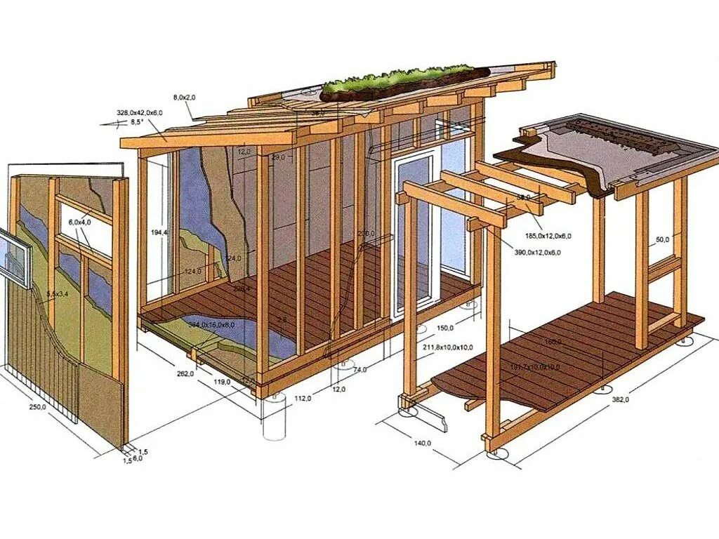 Проекты террас пристроенных к дому чертежи Строительство бытовки своими руками - Мир Бытовок