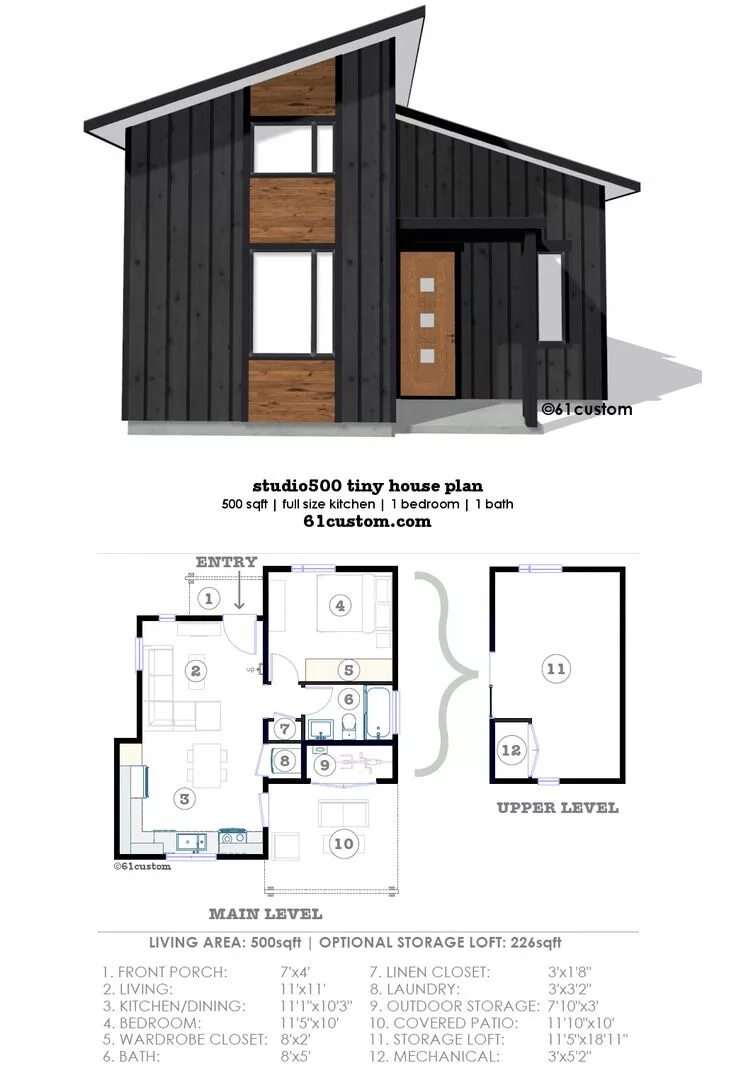 Проекты тини хаус домов с чертежами studio500 tiny house plan 61custom #exteriordesignhome in 2019 Modern tiny house