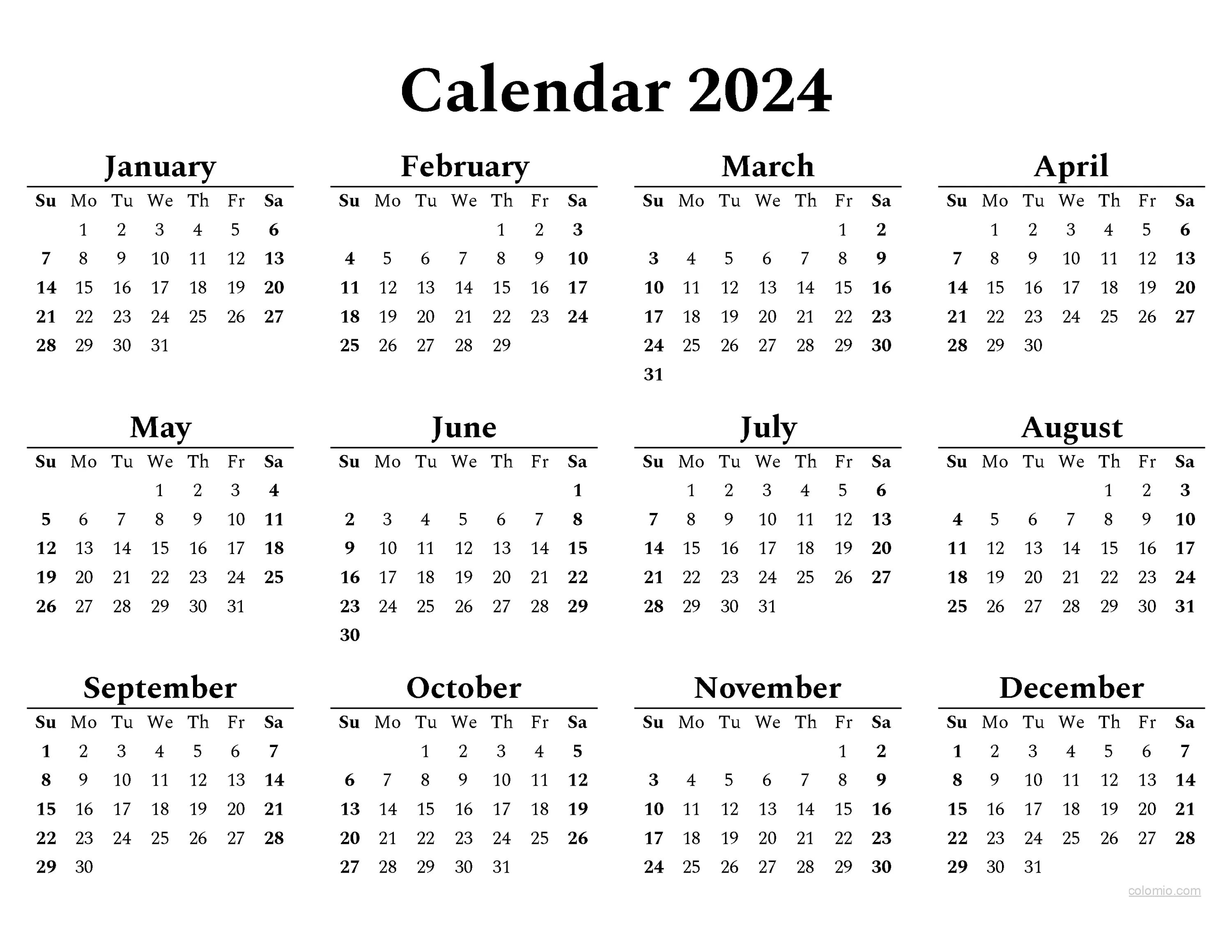 Профессиональный календарь на 2024 год 2024 Printable Calenders