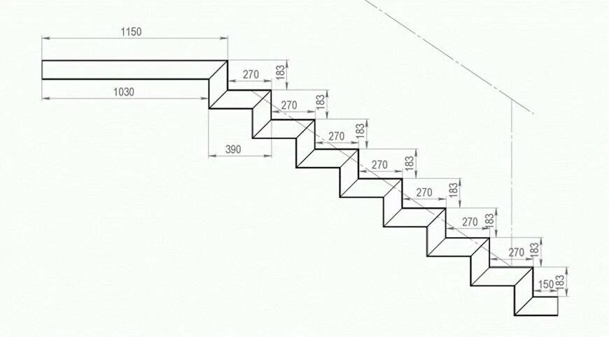 Профиль лестницы чертеж Проект каркаса лестницы из металла