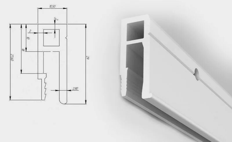 Профиль люмфер для натяжных потолков фото Профиль ПВХ багет перфорированный - купить у поставщика ООО АВК