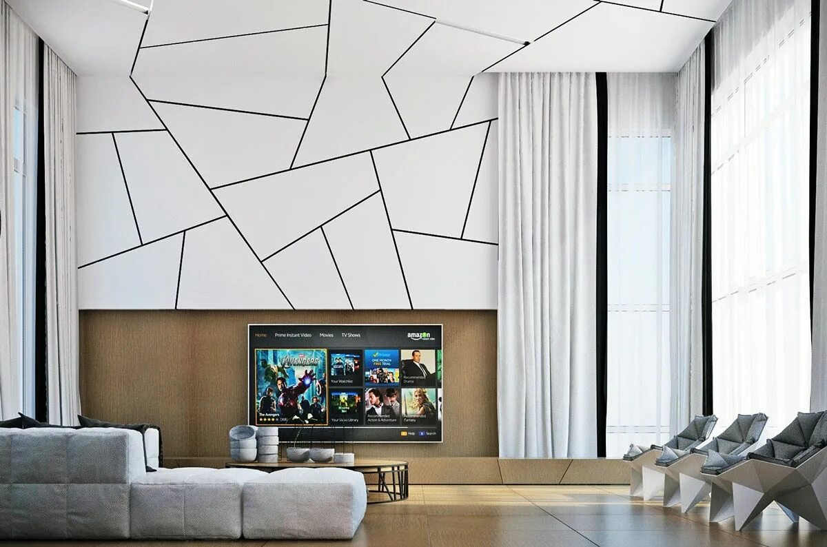 Профиль на стене в интерьере Wall Texture Designs For The Living Room: Ideas & Inspiration Geometric living r