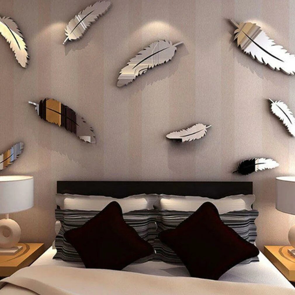 Профили на стену декор Treasure Land Modern Feather Removable Wall Decal Sticker DIY 3D Acrylic Wall De