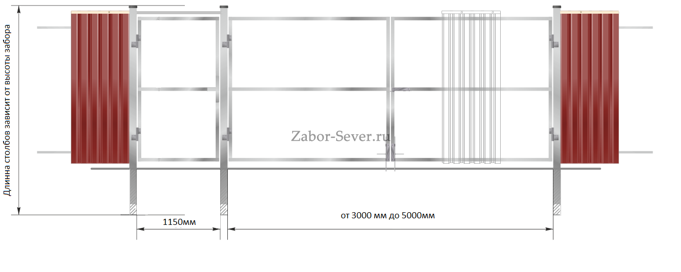 Профлист ворота чертеж Ворота-калитки Сергиев Посад, Дмитров - ворота-калитки Ногинск, Орехово-Зуево, в