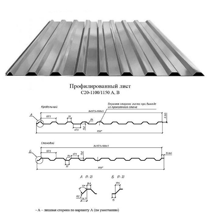 Профнастил для крыши размеры фото Профнастил С20 - размеры, вес, использование Статьи "Кланград"