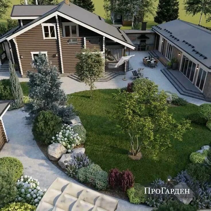 Прогарден ландшафтный дизайн Дизайн участка от ПроГарден Video House landscape, Landscape design plans, Back 