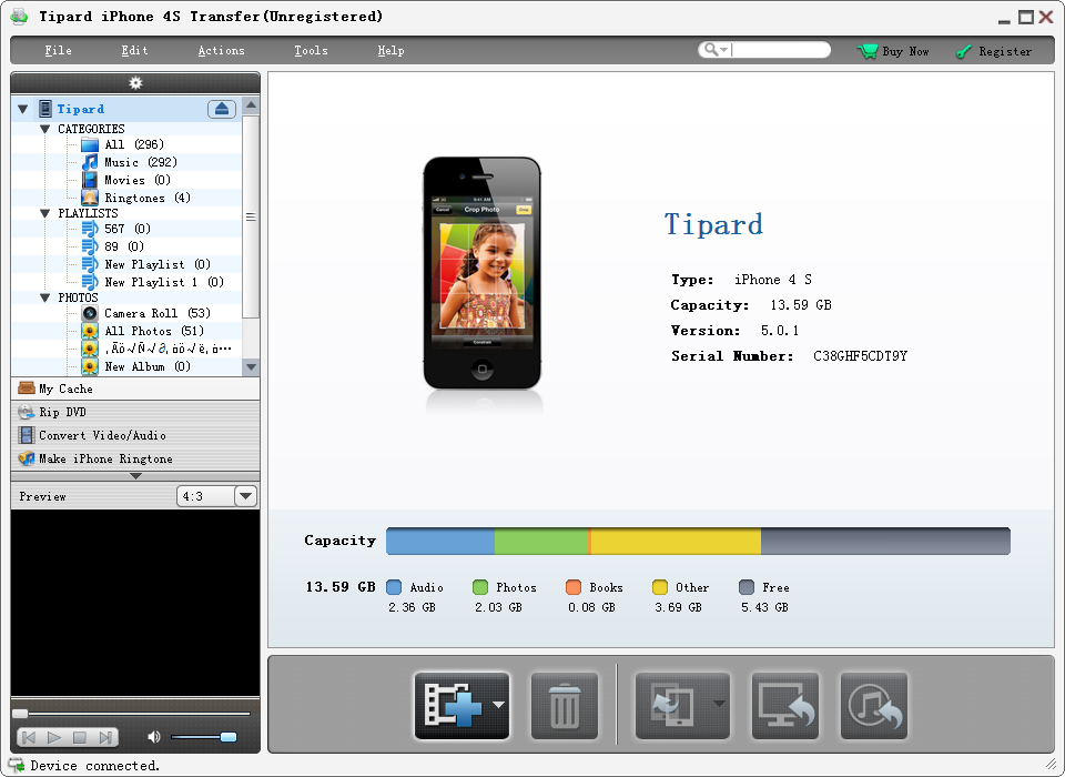 Программа для айфона для передачи фото Tipard iPhone 4S Transfer screenshot - X 64-bit Download