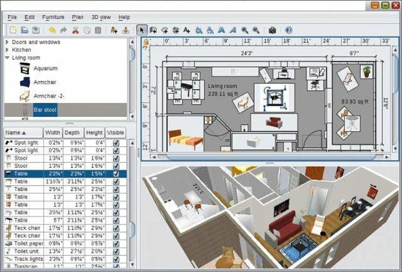 Программа для интерьера квартиры бесплатно 3D домашний дизайн Сюита Pro-Проектирование Планы этажей макеты-Pro комнаты план