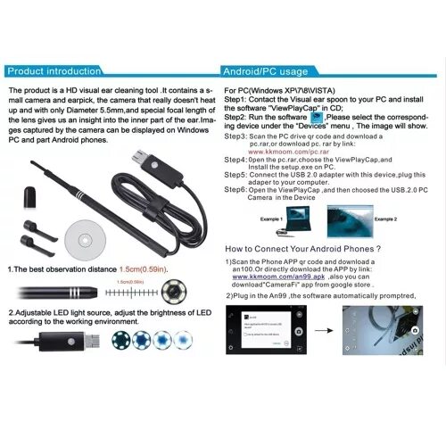 Программа для подключения эндоскопа к телефону 2 in1 USB Port Ear and Nose Endoscope - buy at the price of $13.99 in tomtop.com