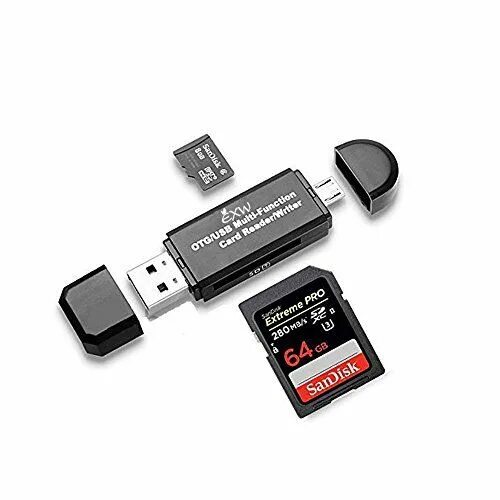 Программа для подключения флешки для телефона EXW Micro USB OTG to USB 2.0 Adapter,Memory Card Reader,Micro SD Card Reader wit