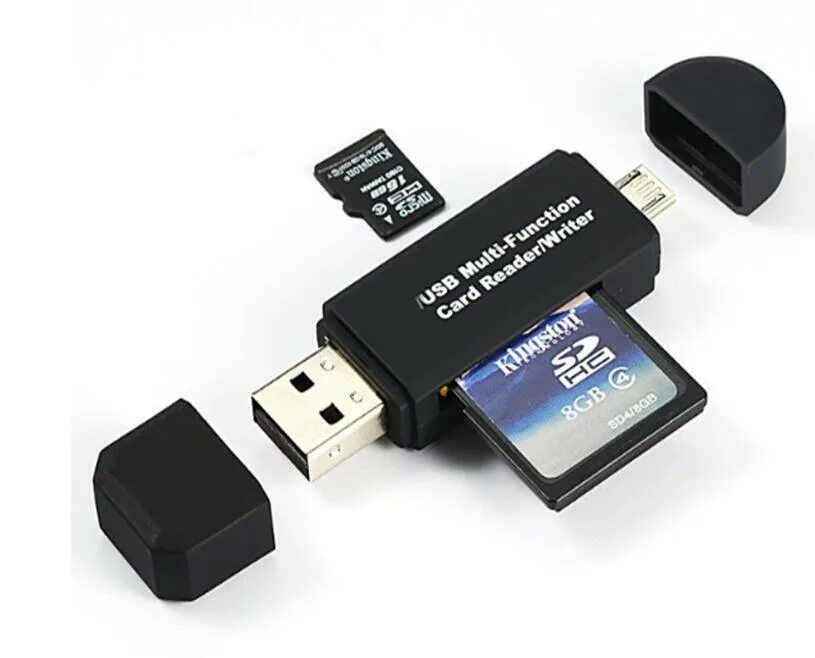 Программа для подключения флешки для телефона USB Card Reader 3 в 1 для ноутбуков, компьютеров и мобильных гаджетов / Картриде