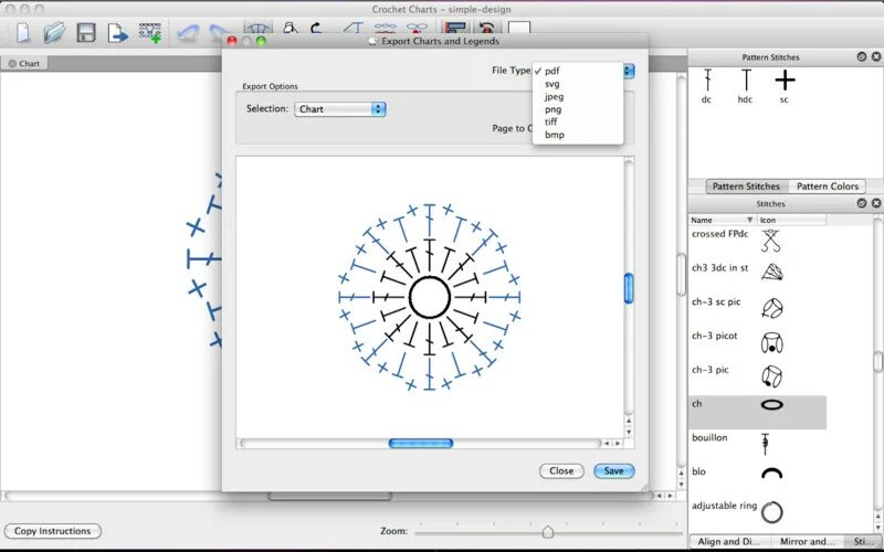 Программа для рисования схем вязания крючком Crochet Charts Download App Mac LisiSoft