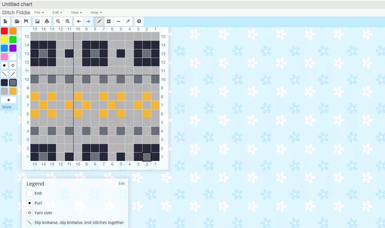 Программа для составления схем вязания спицами Stitch fiddle создание схем