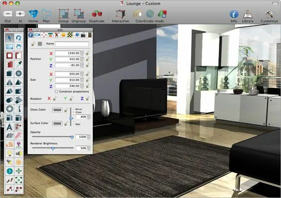 Программа для создания дизайна интерьера Interiors Pro - Features 3D Interiors Design & Modeling Software for your Mac 3d