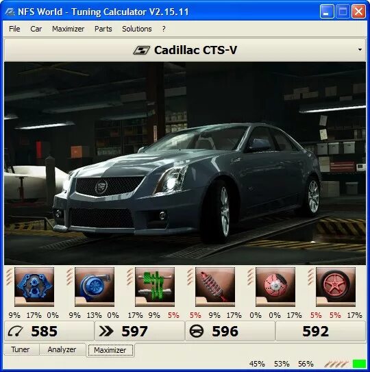 Программа для тюнинга авто Tuning Calculator для NFS: World