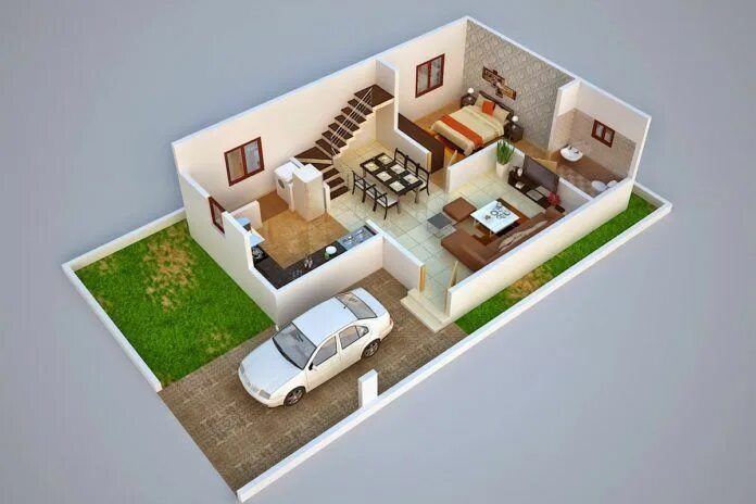 Программа планировки дома 3д 3D Duplex Home Plan Ideas Everyone Will Like 3d house plans, Duplex house plans,