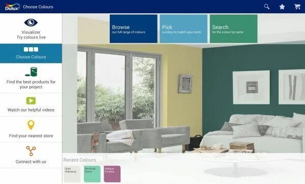 Программа подбора обоев в интерьере Dulux Visualizer - cool app lets you view your room in any color instantly, inte