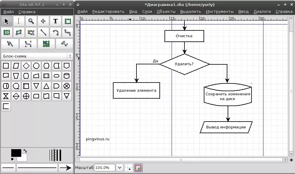 Программа схема по фото Dia - рисование диаграмм и блок-схем. Программы для Linux