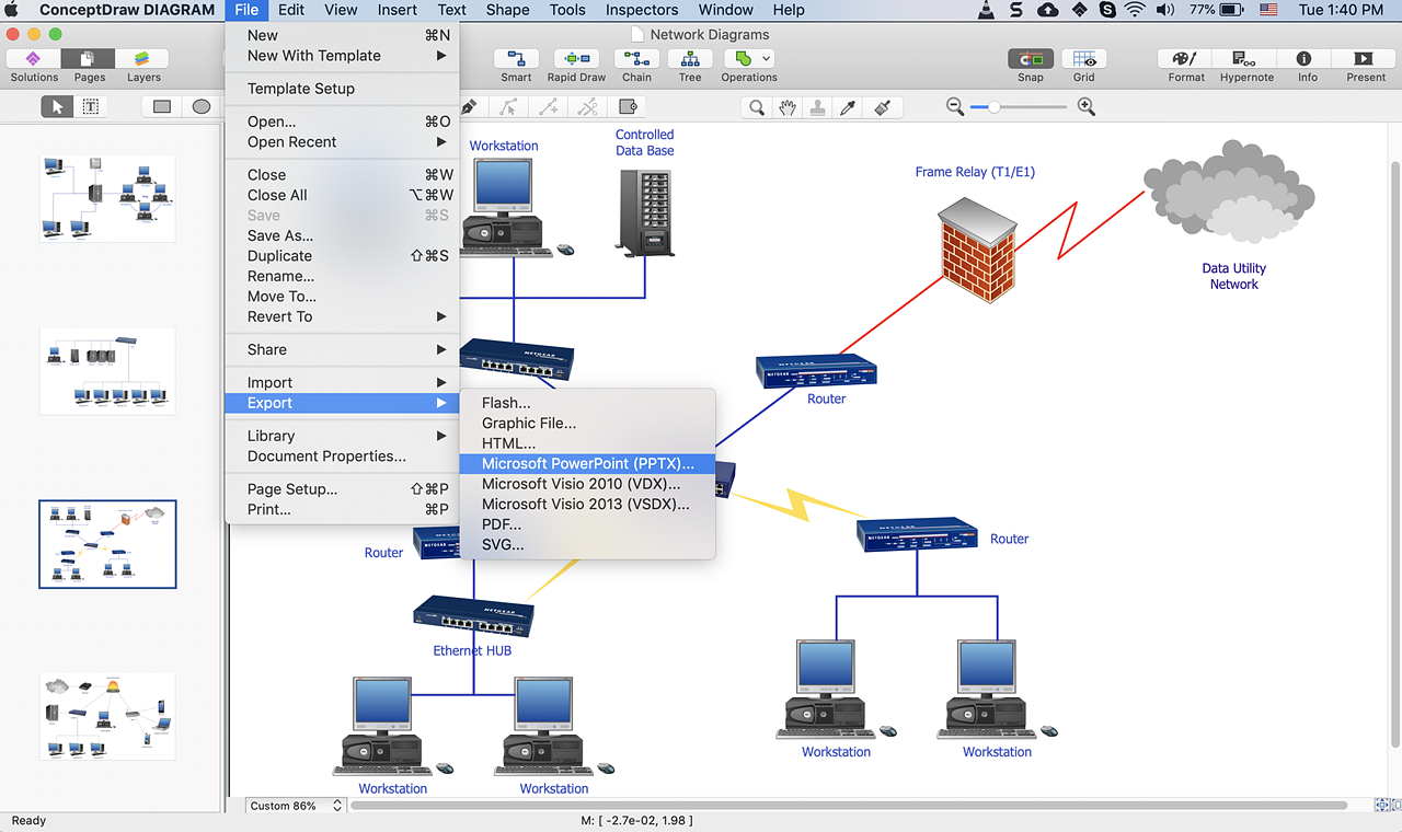 Программа создания схемы сети Create PowerPoint Presentation with a Network Diagram ConceptDraw HelpDesk