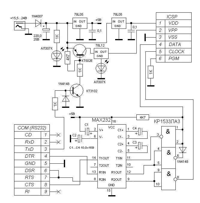 Программатор своими руками схема программатор PIC-контролеров и I2C (IIC) EEPROM - DRIVE2