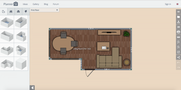 Программы для планировки интерьера и расстановки мебели Planner 5D главный экран Дизайн, Ремонт, Расставить мебель