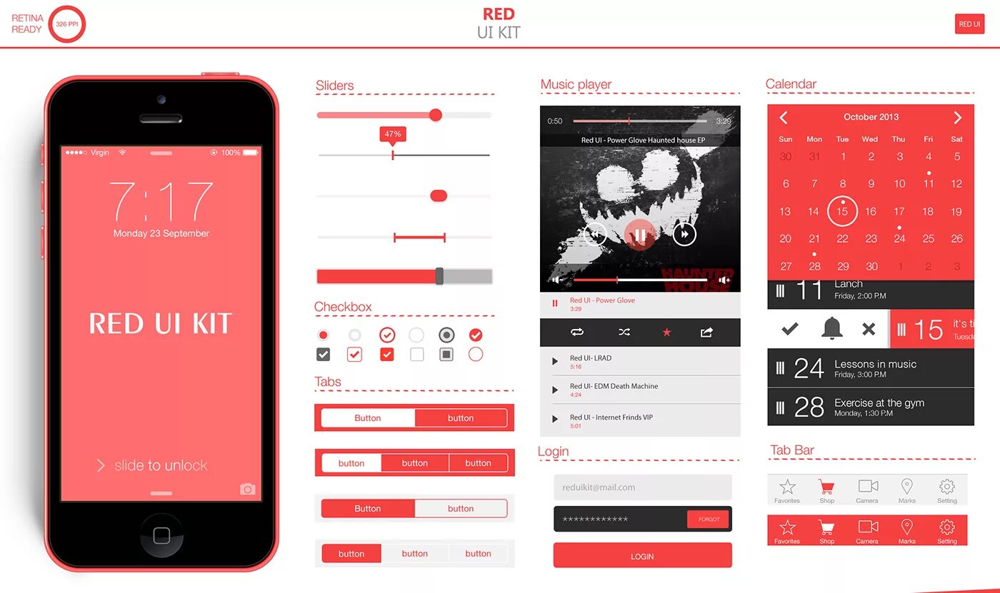 Программы оформления фото RED UI KIT (2) Images :: Behance