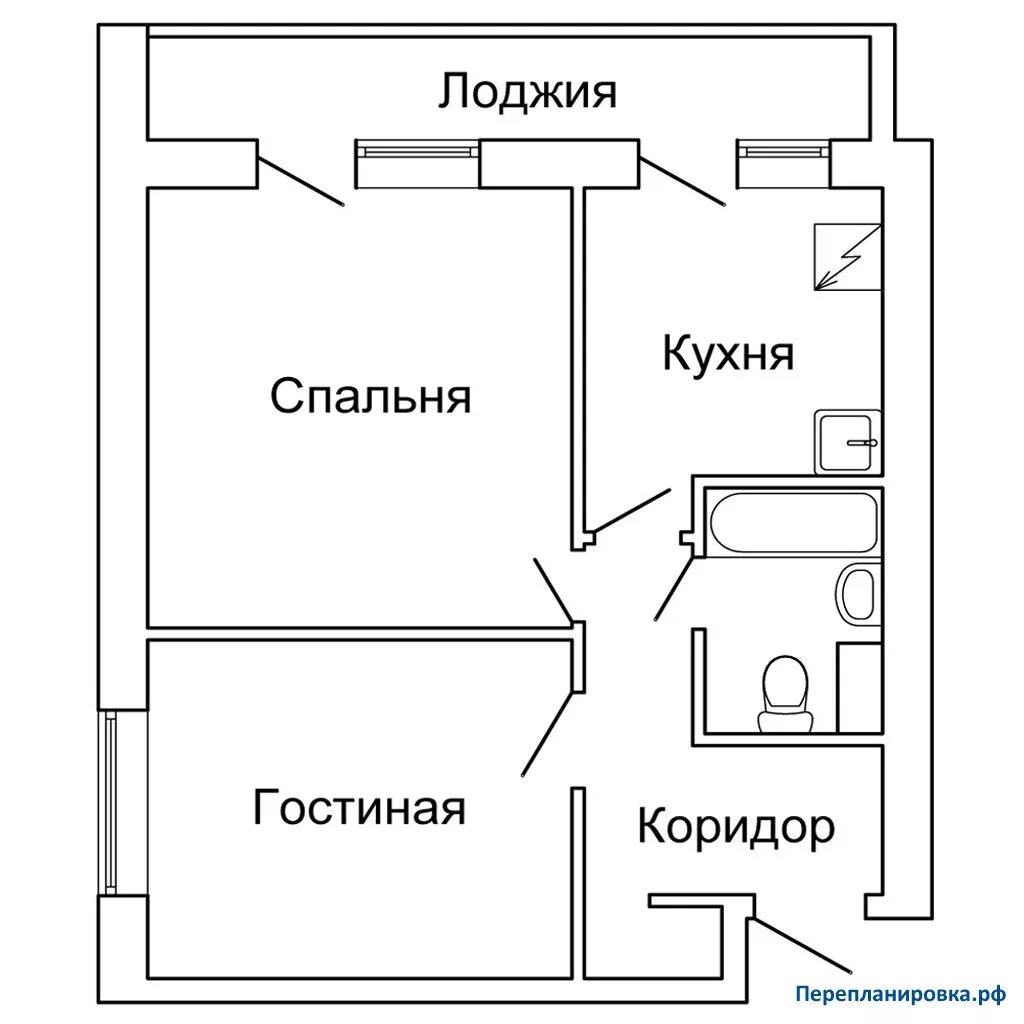 Проходная двухкомнатная квартира планировка План двухкомнатной квартиры с размерами фото - DelaDom.ru