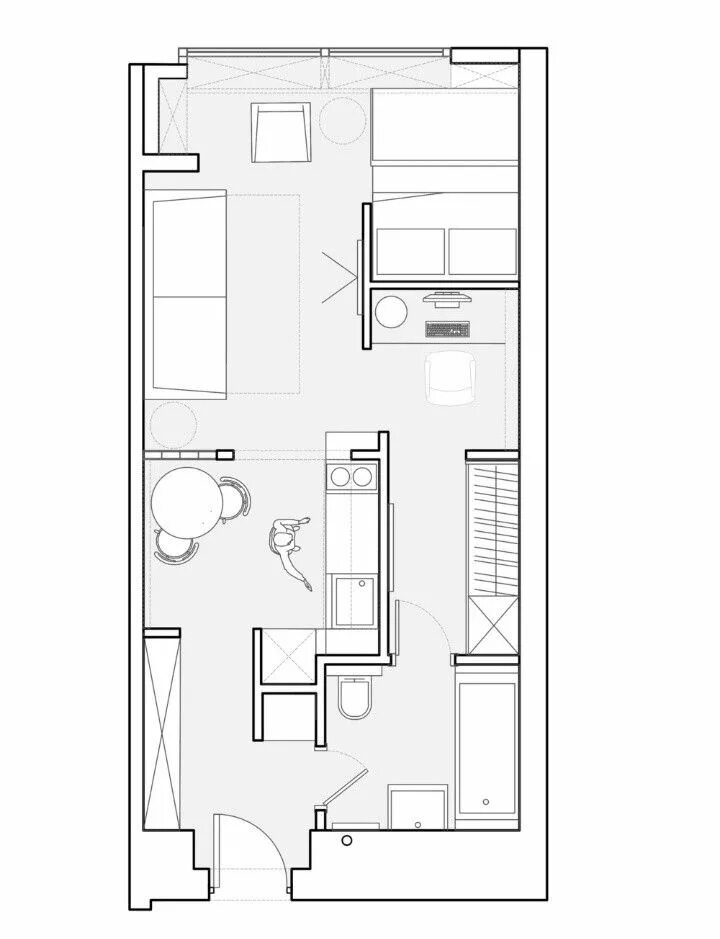 Проходная квартира планировка Студия 33м.кв. Small apartment plans, Small floor plans, Tiny house plans