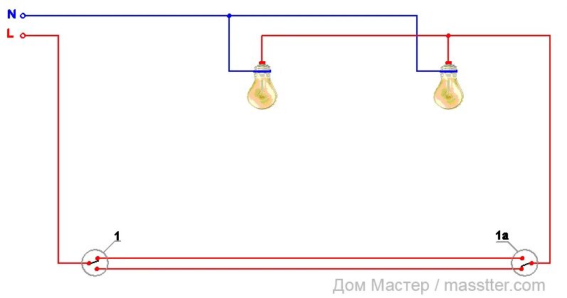 Проходной выключатель подключения на 3 лампочки Подключение проходного выключателя Выключатель, Электрика, Лампочка