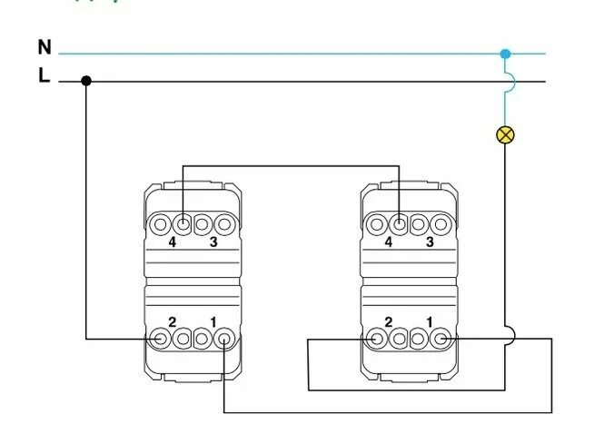 Проходной выключатель schneider electric схема подключения Схема подключения проходного выключателя шнайдер