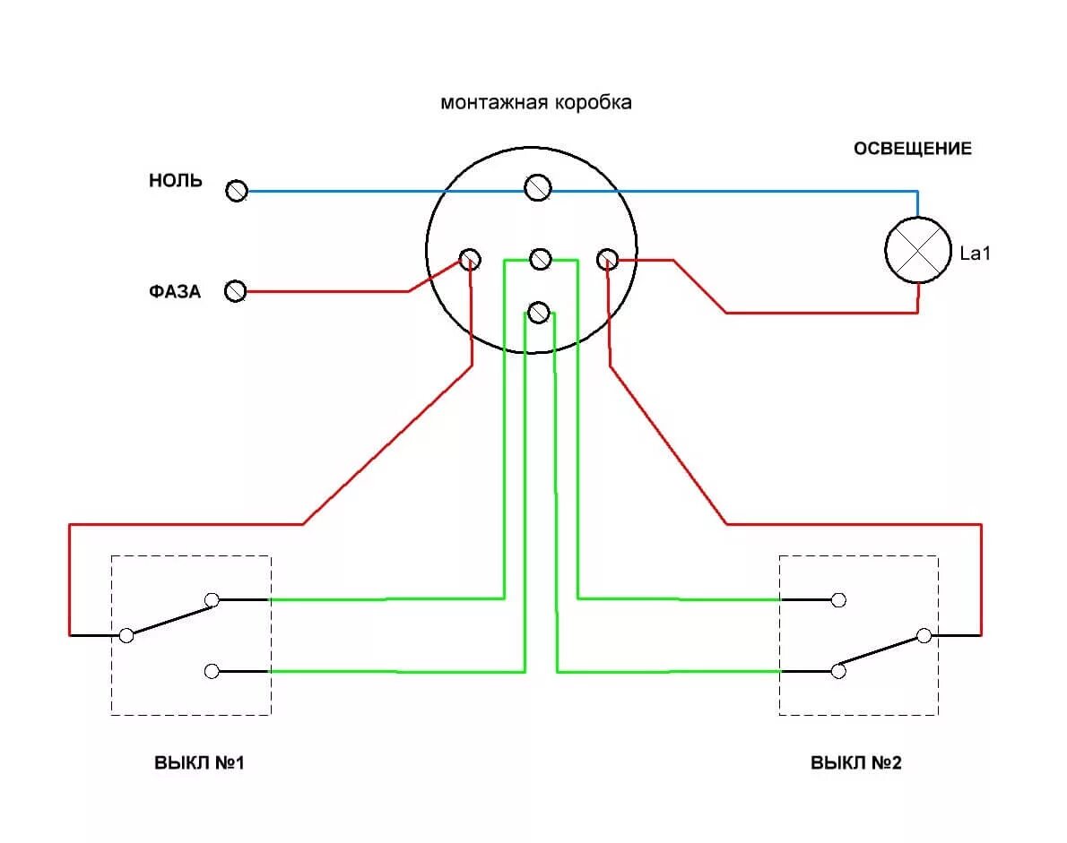Проходной выключатель схема подключения на 1 лампу Проходной выключатель: принцип работы, устройство, назначение Ремонт и Строитель