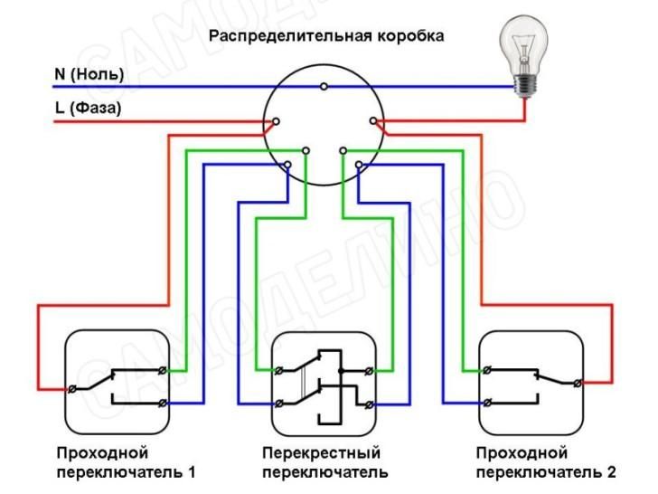 Проходной выключатель схема подключения на 3 точки Проходной Выключатель На 3 Точки Схема Подключения - tokzamer.ru Энергетические 