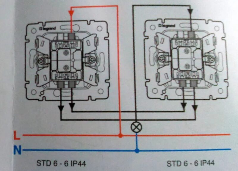 Проходной выключатель схема подключения одноклавишный легран Проходной выключатель Legrand: одноклавишный, двухклавишный, схема подключения