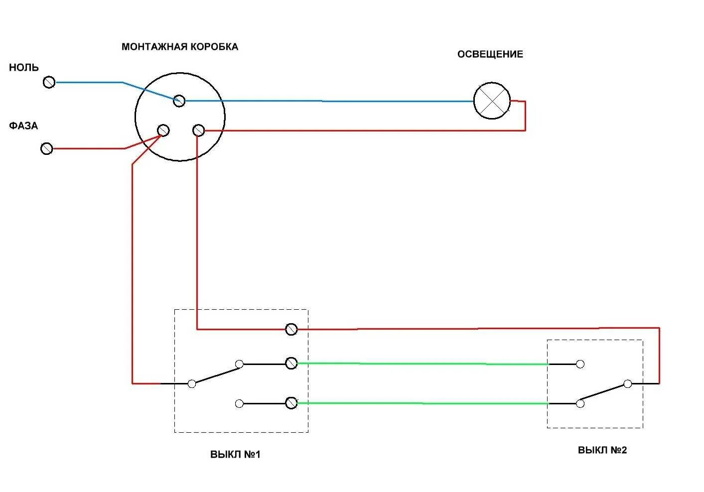 Проходящий выключатель схема подключения на 2 Как подключить проходной выключатель: пошаговая инструкция