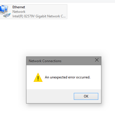 Произошла непредвиденная ошибка подключения Unable to view network properties Error: An unexpected error Occured - Microsoft