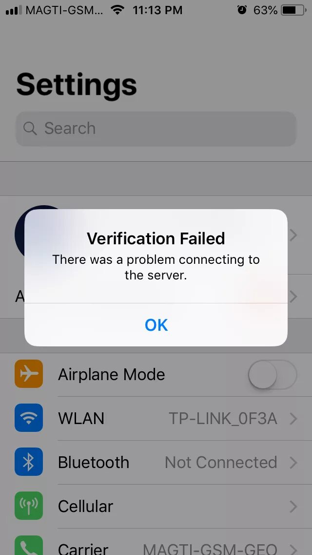 Произошла ошибка подключения к серверу айфон When I go to settings it is written "Appl. - Apple Community