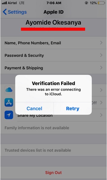 Произошла ошибка подключения к серверу айклауд iphone - There was an error connecting to iCloud - Ask Different