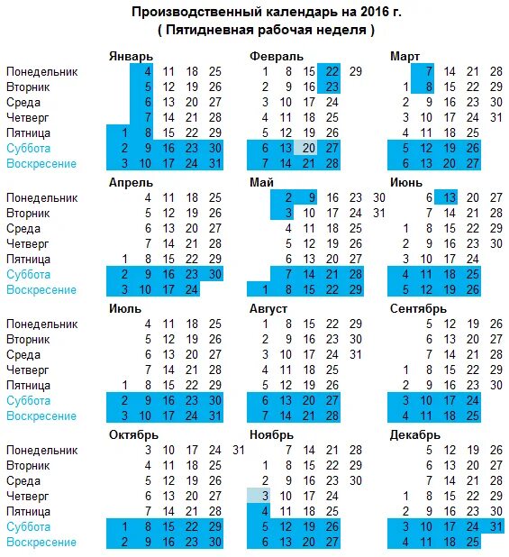 Производственный календарь 2016 года с праздниками Производственный календарь на 2016 год в России скачать в excel бесплатно Праздн