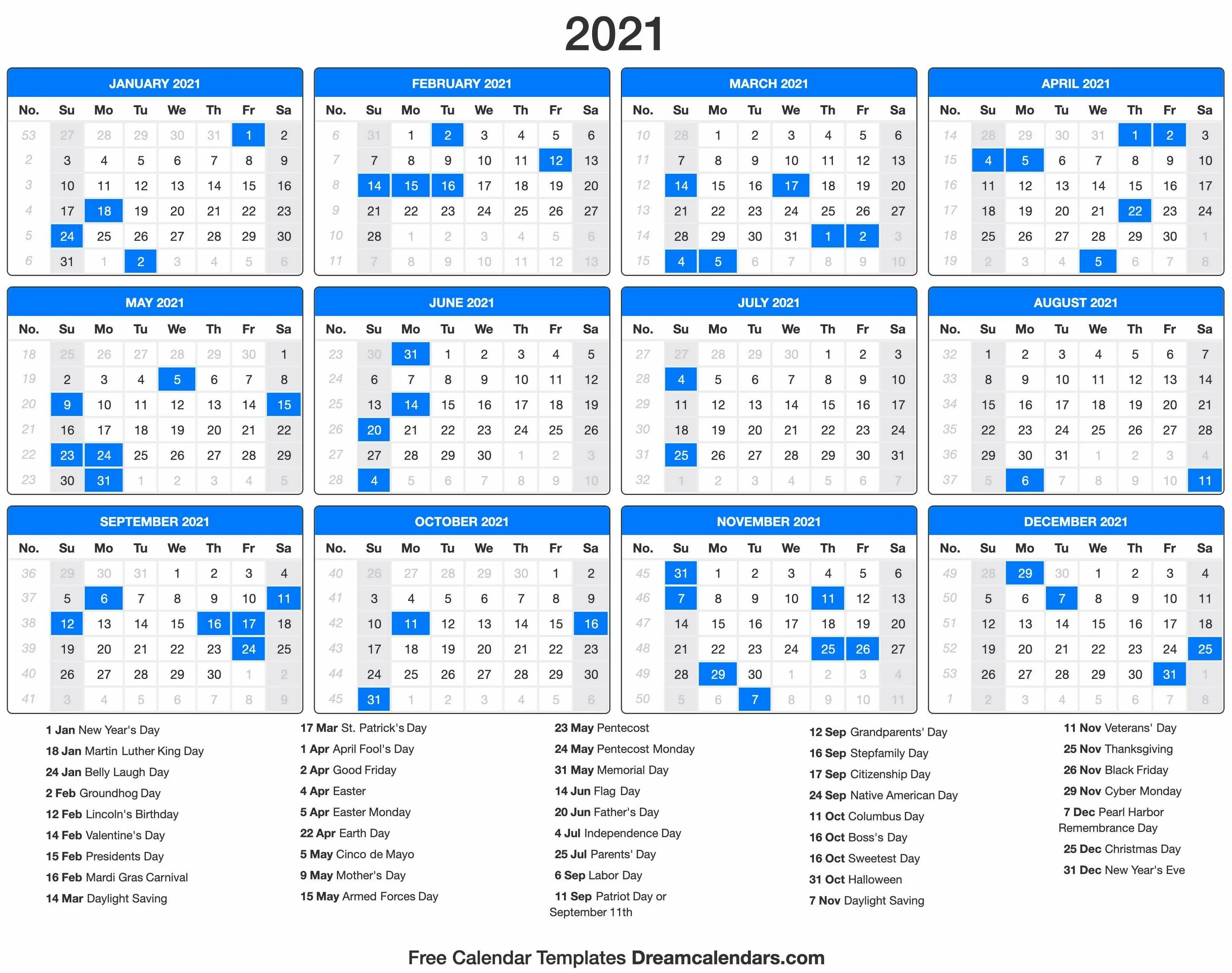 Производственный календарь 2023г с праздниками 2021 Calendar with Holidays Printable Calendar Design