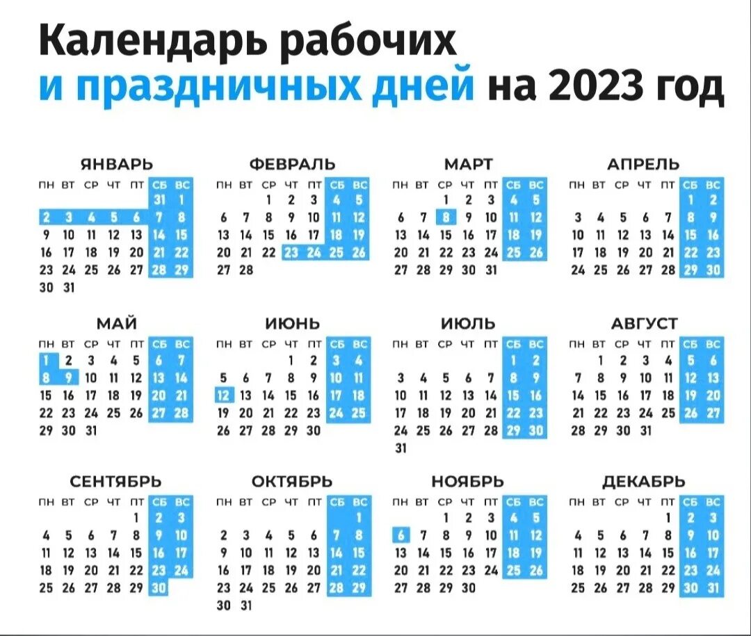 Производственный календарь 2023г утвержденный с праздниками Calendar of holidays and weekends for 2023. Repost. Save yourself on the wall, w