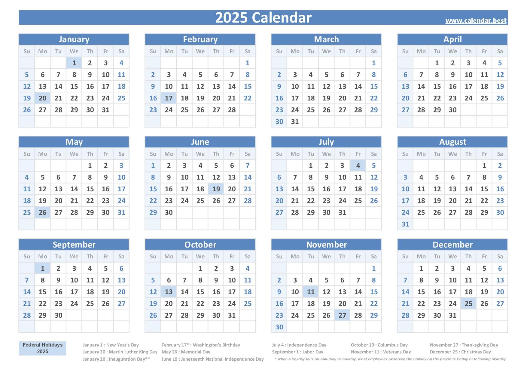 Производственный календарь 2024 2025 беларусь 2025 Federal Holidays : list and 2025 calendar with holidays to print