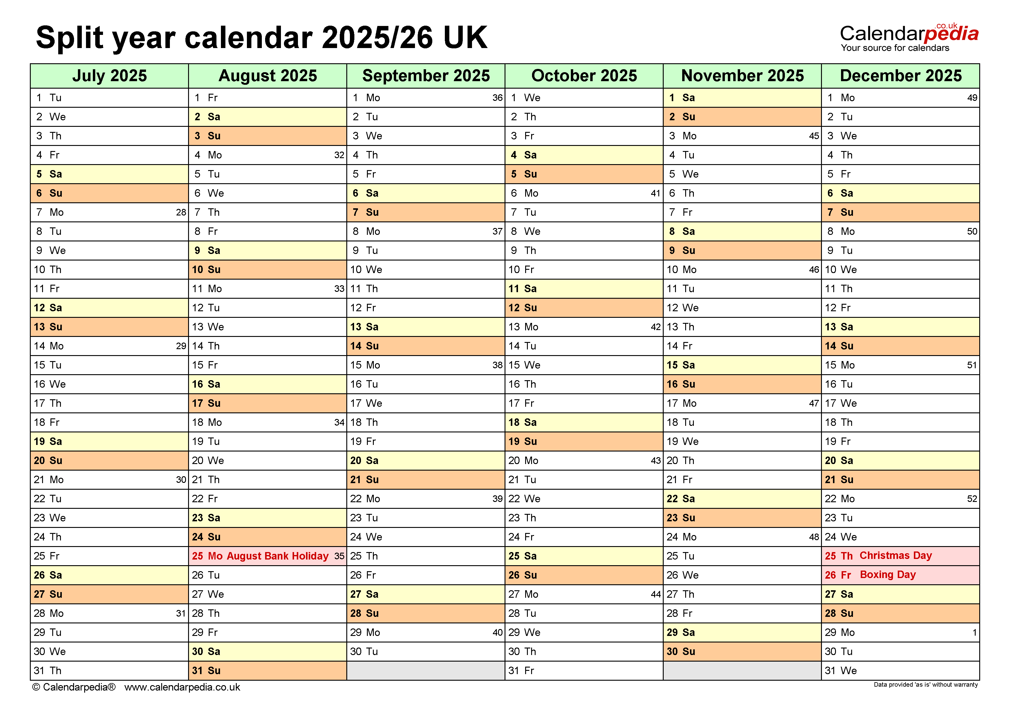 Производственный календарь 2024 2025 в эксель Split year calendars 2025/26 UK (July to June) for Excel