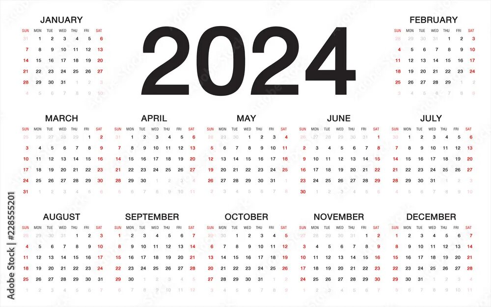 Производственный календарь 2025 год с номерами недель calendar 2024, Week starts from Sunday, business template Векторный объект Stock