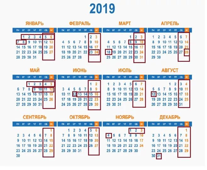 Производственный календарь выходных на 2019 год Календарь праздничных выходных дней 2019 в Крыму, какие нерабочие дни?