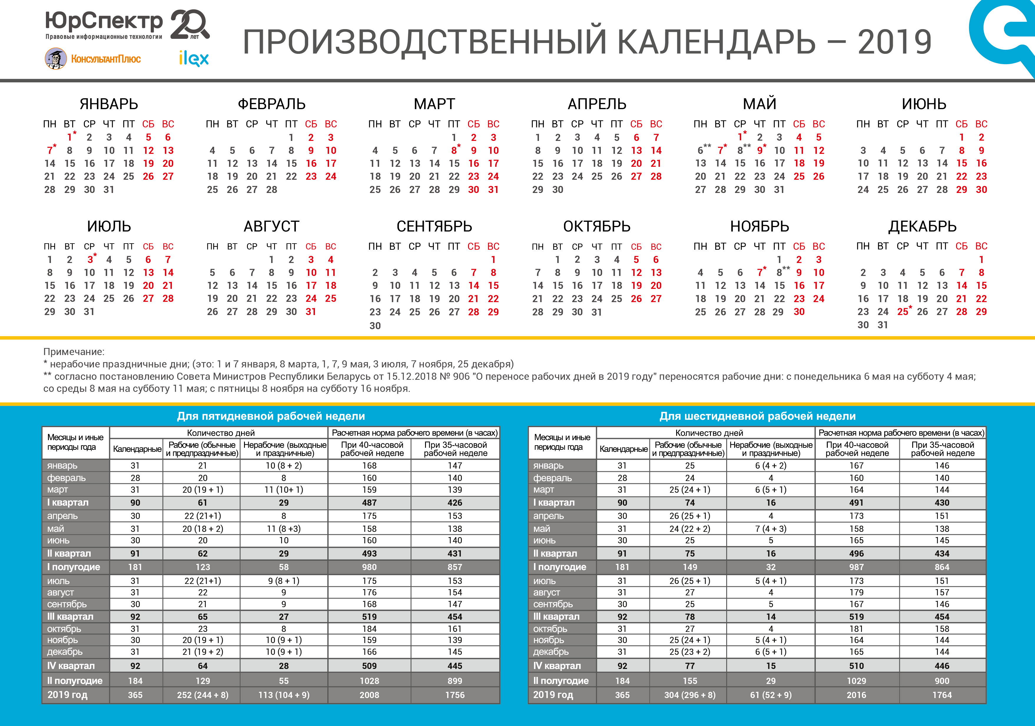 Производственный календарь выходных на 2019 год Производственный календарь на 2019 год - ilex