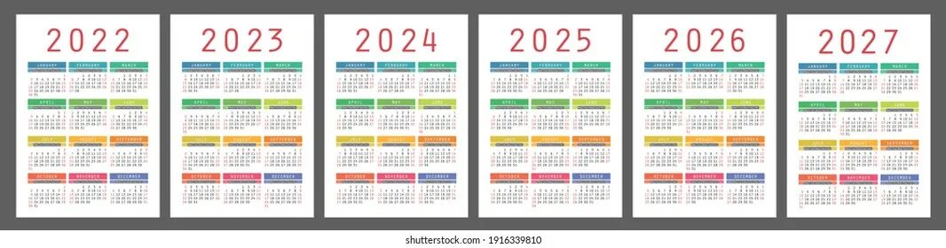 Производственный школьный календарь 2024 2025 August 2027 : images, photos et images vectorielles de stock Shutterstock