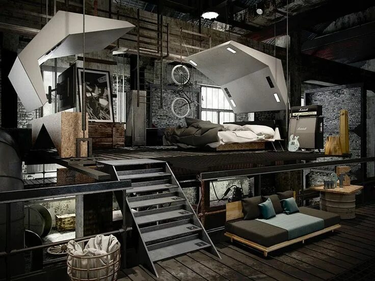 Производство в стиле лофт 22 Mind Blowing Loft-Style Bedroom Designs Loft style bedroom, Industrial bedroo